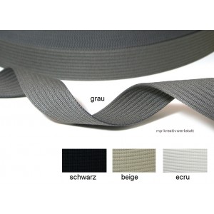 1m Gürtelband, festes Taschenband/Gurtband 40mm  gerillt - Farbwahl